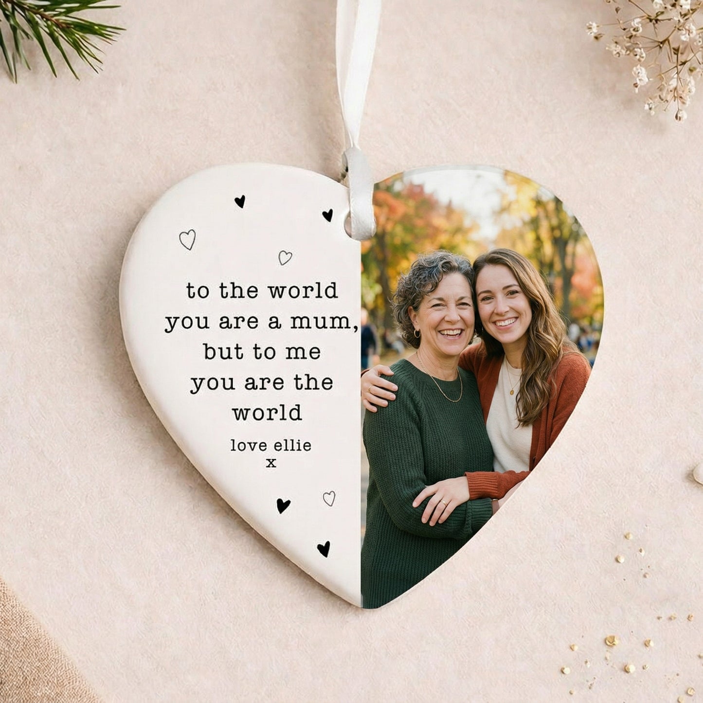 ❤️ Personalised Mum Photo Keepsake – Ceramic Hanging Heart