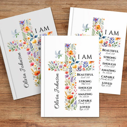 Personalized Easter Notebook: Floral Cross Journal with Custom Name, Easter gift for kids, Easter basket stuffer