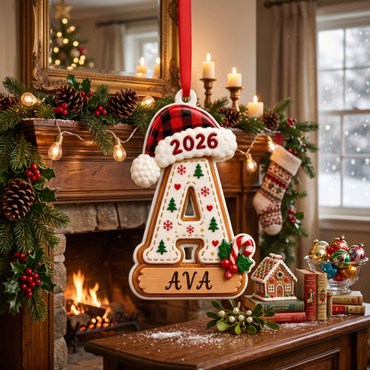 🎄 Personalized Initial Christmas 3D Relief Ornament