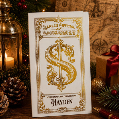 Personalized Santa Christmas Cash Holder - Custom Name Xmas Money Envelope