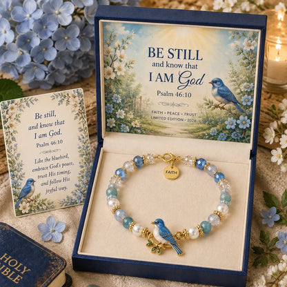 ✝️ Psalm 46:10 Faith Bracelet | Limited Edition 2026 Christian Jewelry with 7 Meaningful Nature Symbols, Gemstone-Style Beads & Scripture Gift Box