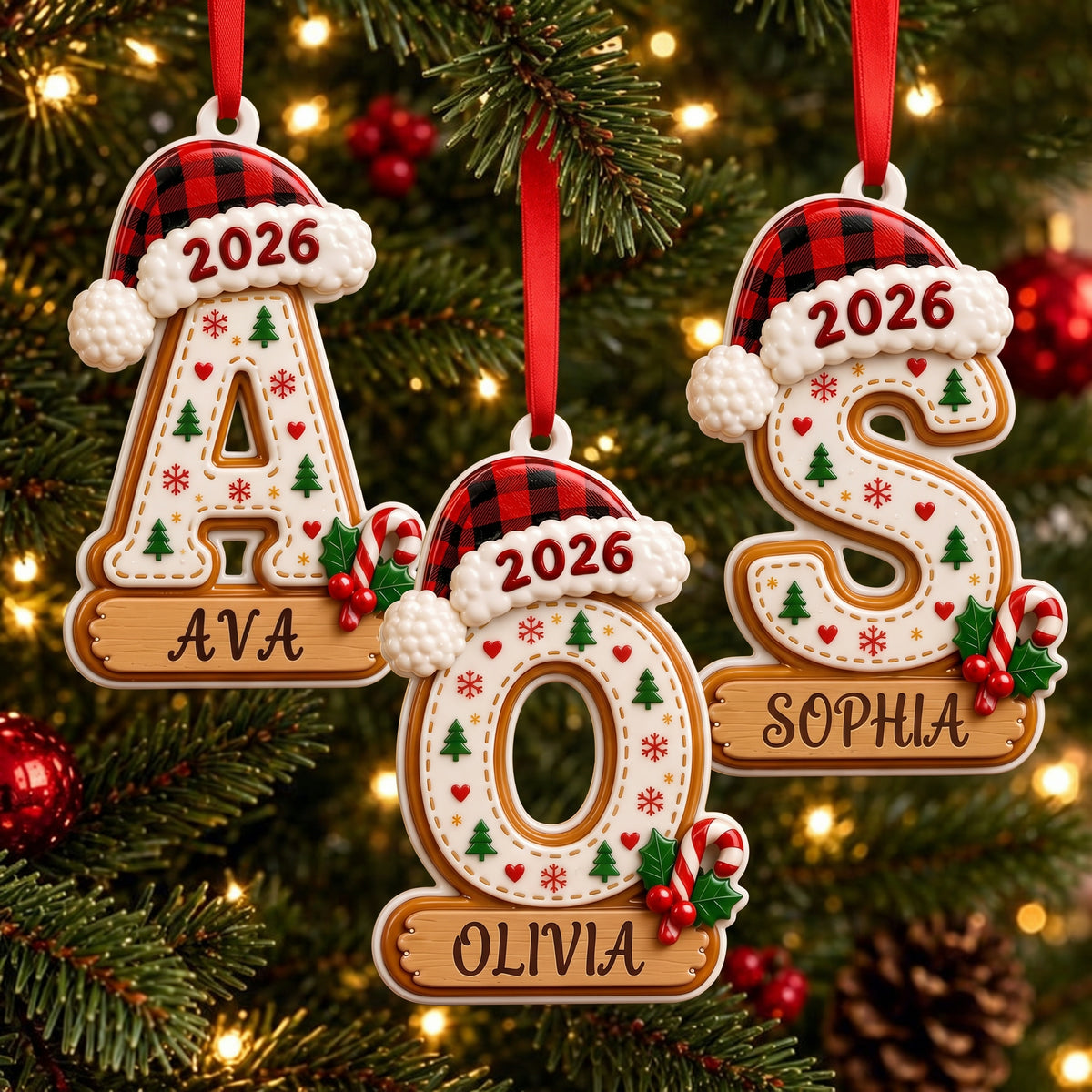 🎄 Personalized Initial Christmas 3D Relief Ornament