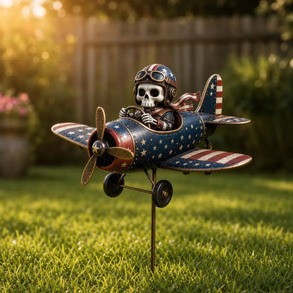 🎃 Skeleton Pilot Airplane Garden Stake