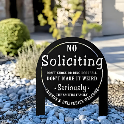 Personalized "No Soliciting" Yard Sign – Custom Family Name, Bold Statement