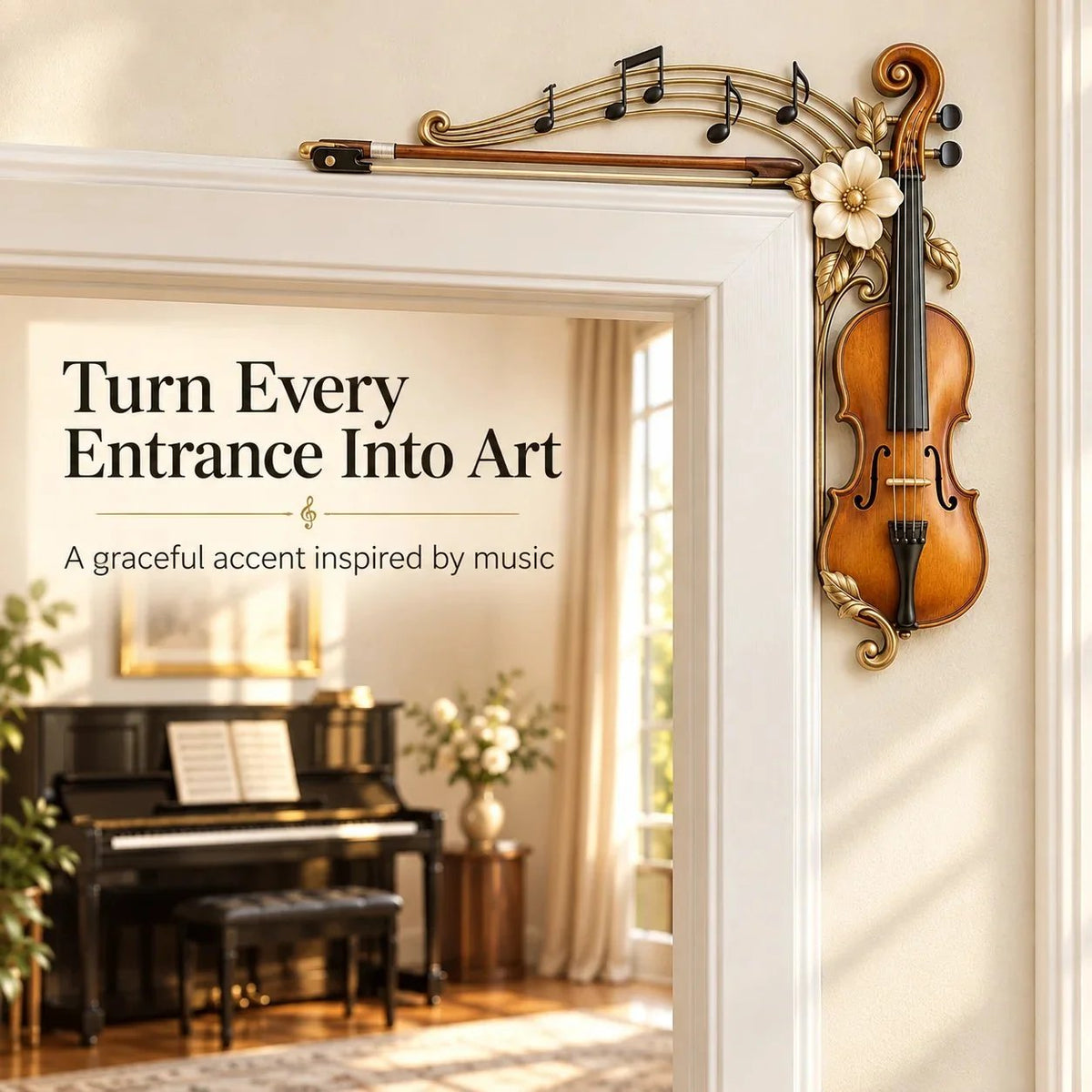 🎻 Violin & Music Notes Door Topper | Musical Wall Accent