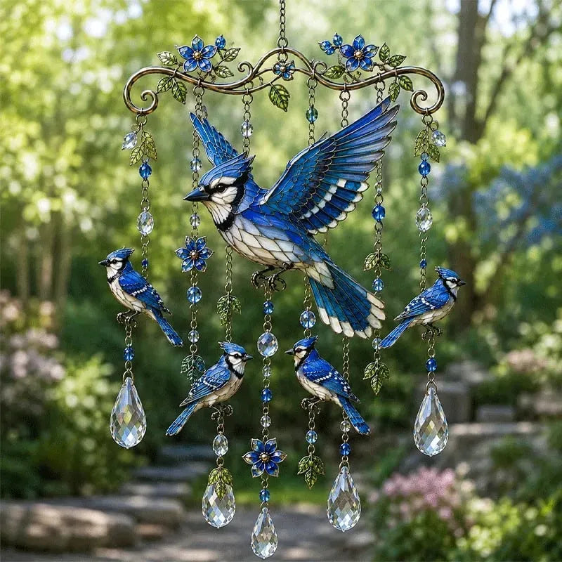 🐦 Stained Glass Hummingbird Wind Chime – A Heavenly Melody for Your Garden