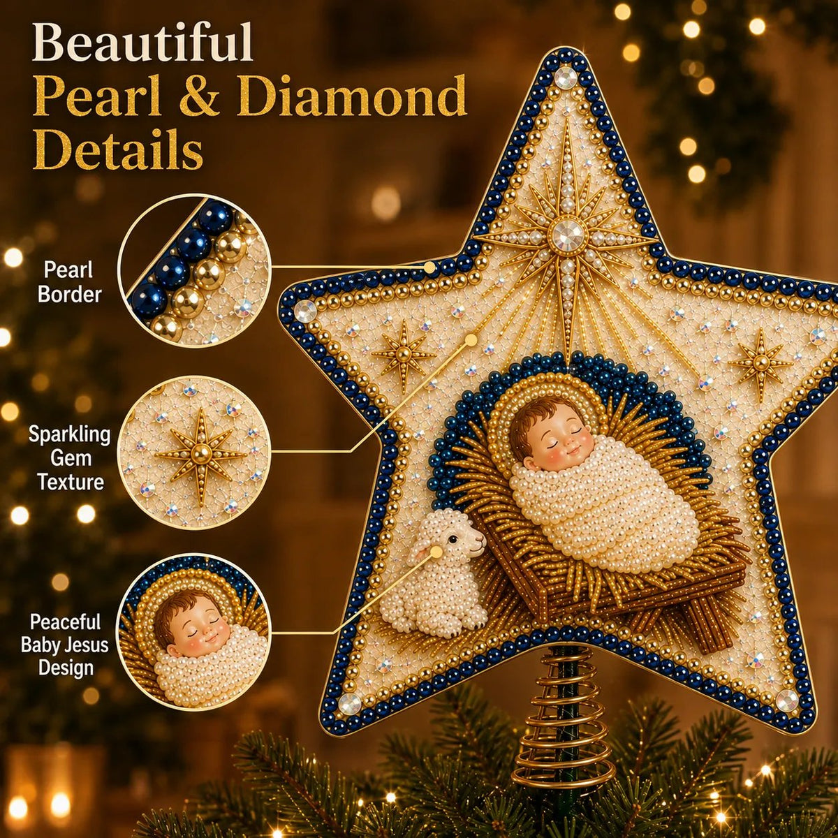 Christian Faith Pearl Diamond Art Christmas Tree Topper Kit