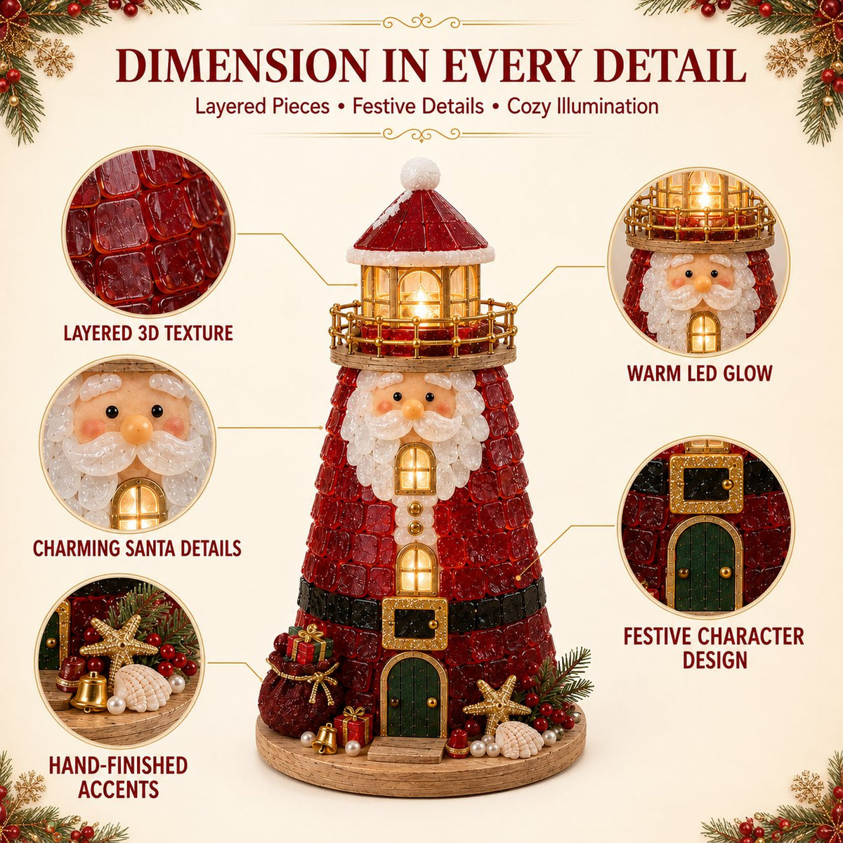 🎄Beginner-Friendly DIY Lighted Christmas Character Sea Glass-Style Lighthouse Kit Collection | Complete Kit with Sea Glass-Style Pieces, LED Lights & Step-by-Step Guide Included