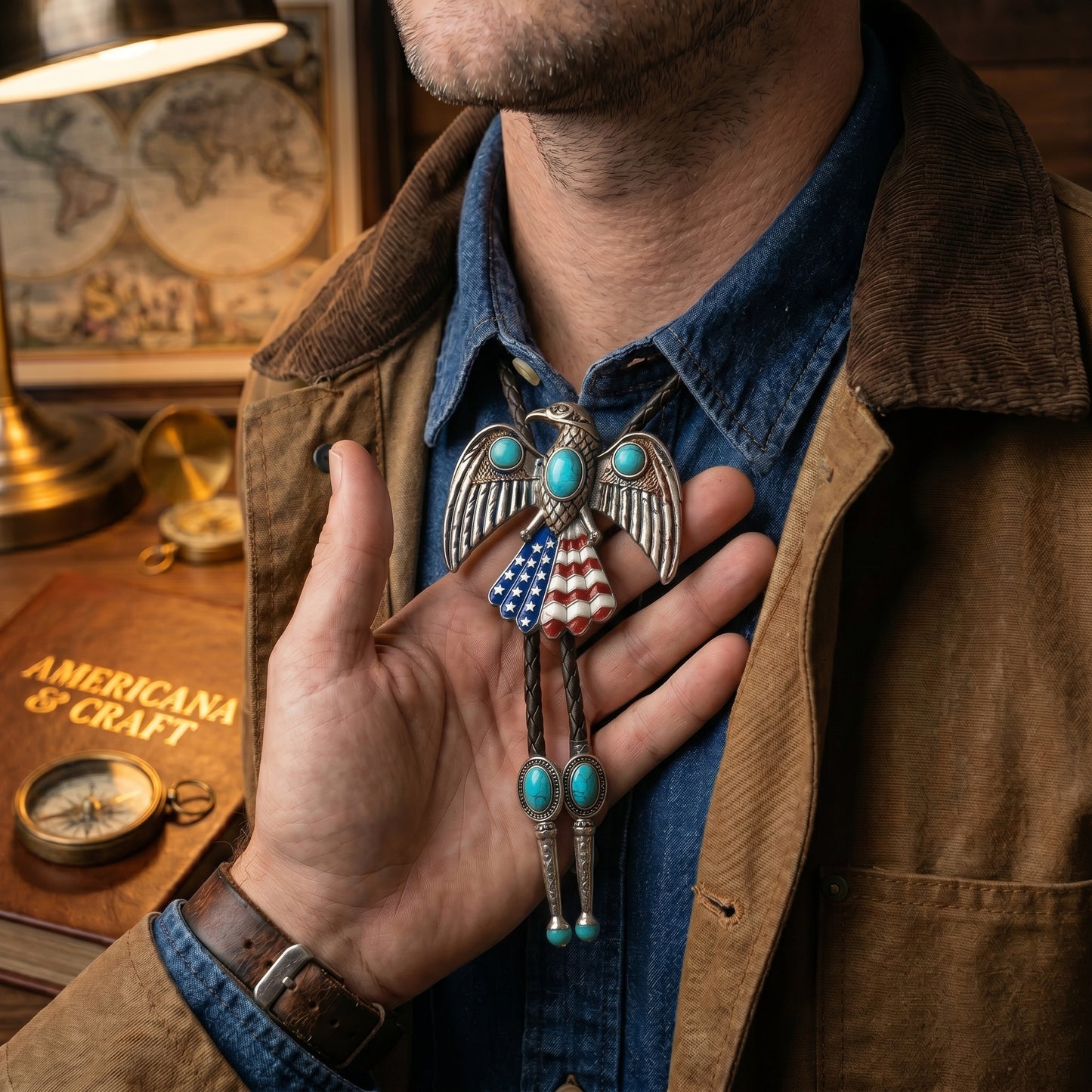 🦅 The Stars & Stripes Eagle Bolo Tie