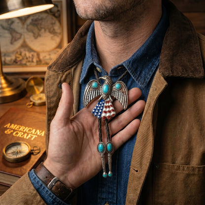 🦅 The Stars & Stripes Eagle Bolo Tie