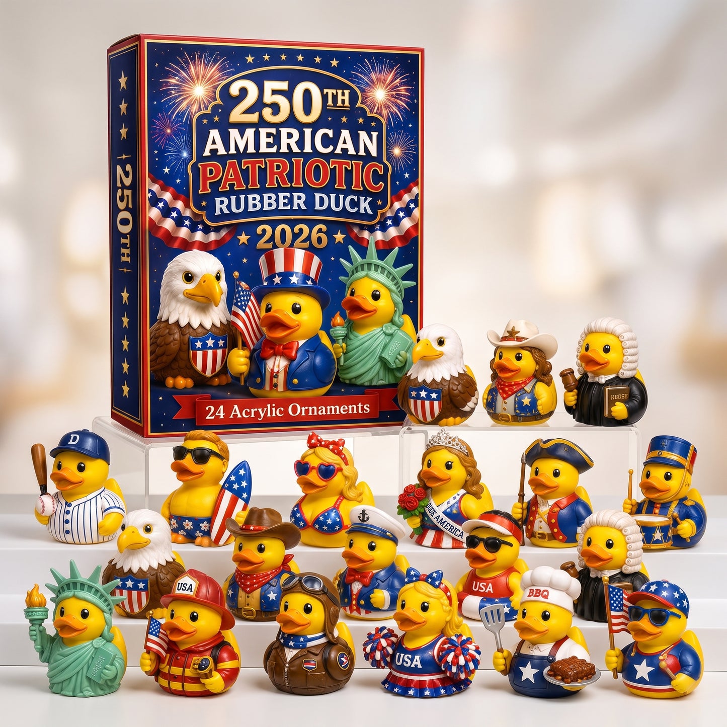 🦆 250th American Patriotic Rubber Duck Advent Calendar 2026 – 24 Days of Red, White & Blue Surprises!