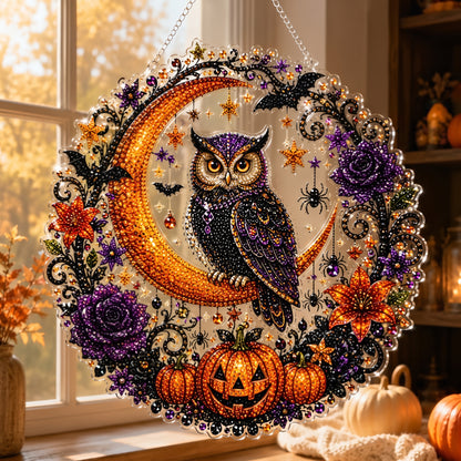 🐈🎃Halloween Black Cat Moon Diamond Art Hanging Ornament – DIY Sparkling Décor Kit