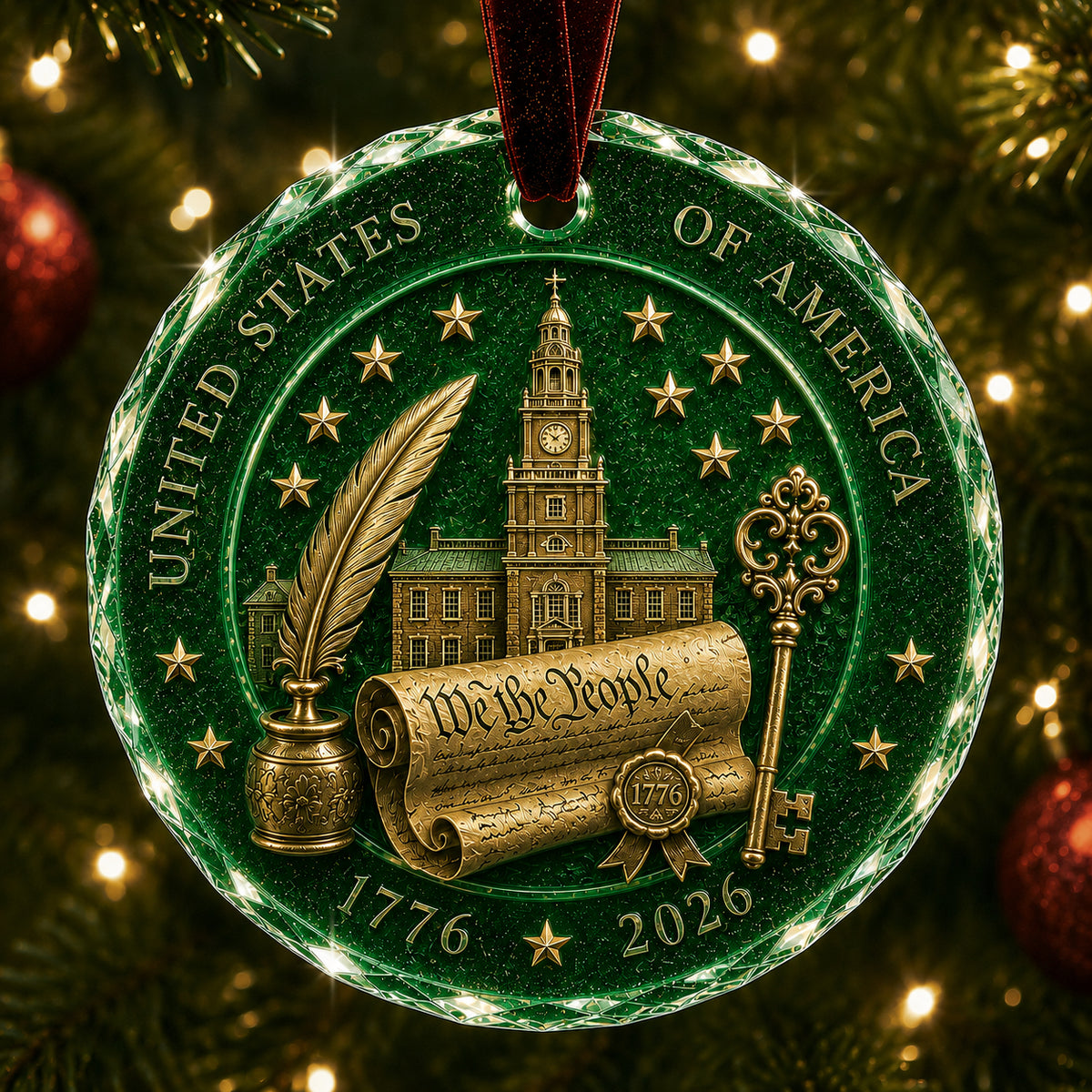 US 250th Anniversary Ornament – Patriotic Freedom & Legacy Keepsake (1776-2026)