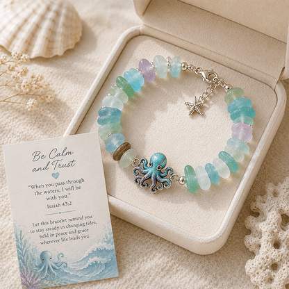 🌊🐢 Sea Glass Blessing Bracelet