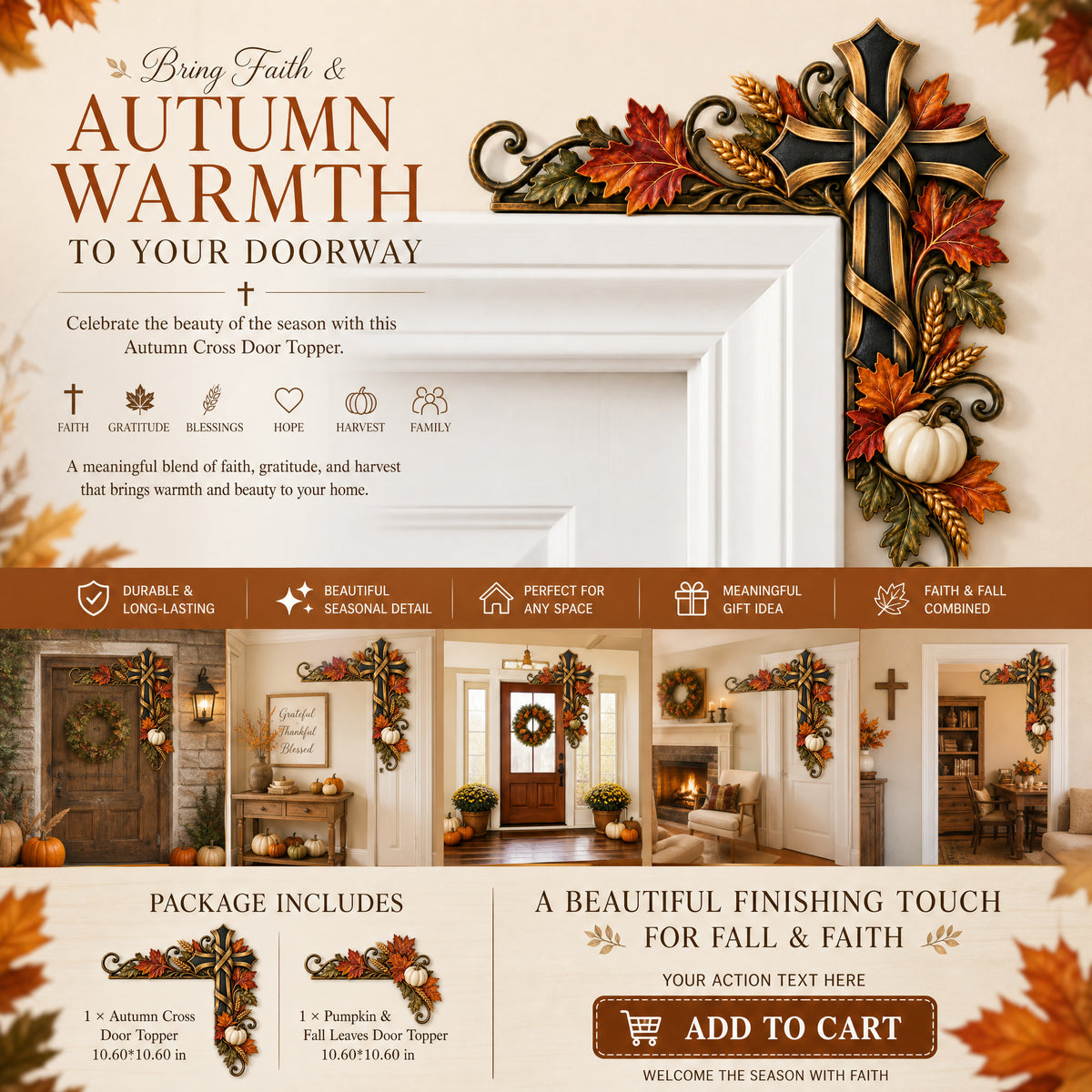🍂 Autumn Door Frame Corner Topper –  Faith & Harvest Décor ✝️🎃