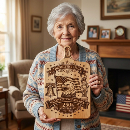 🧀 Custom Patriotic Family Engraved Wood Charcuterie Board