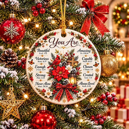 You Are Beautiful Amazing Christian Ceramic Ornament – Inspirational Bible Verse Christmas Tree Decoration, 8cm Round Keepsake Gift