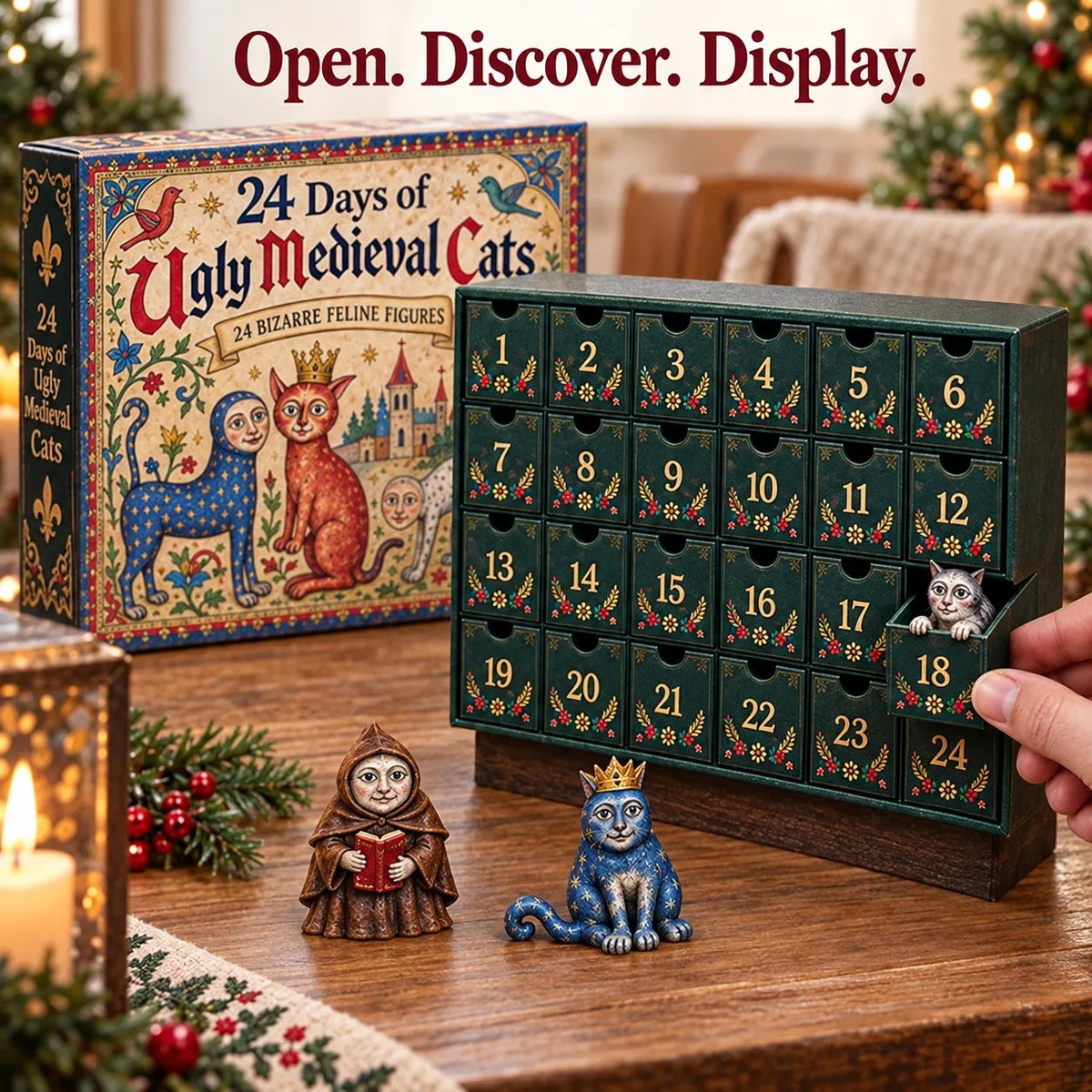 🐱 24 Days of Ugly Medieval Cats Advent Calendar – Bizarre Feline Blind Box Figures