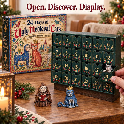 🐱 24 Days of Ugly Medieval Cats Advent Calendar – Bizarre Feline Blind Box Figures