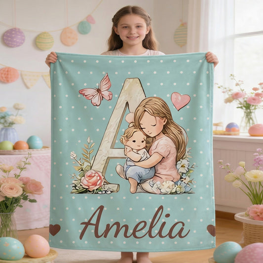 Personalized Mother & Child Alphabet Blanket – A Cozy, Custom Gift for Baby’s First Moments