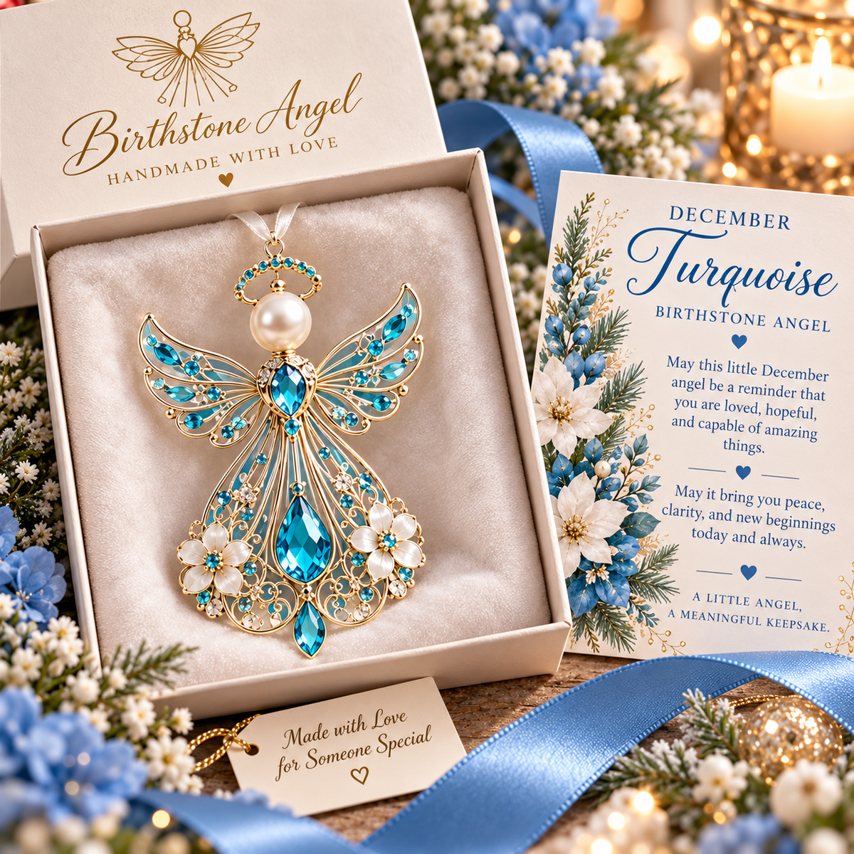 ✨ Birth Month Guardian Angel Ornament – 12 Birthstone Angels