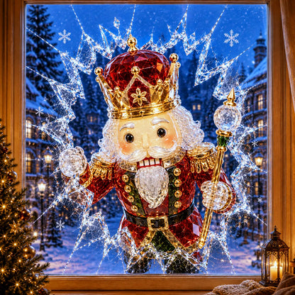 Crystal Christmas Break-In Window Decal — 3D Shattered-Glass Holiday Window Decoration
