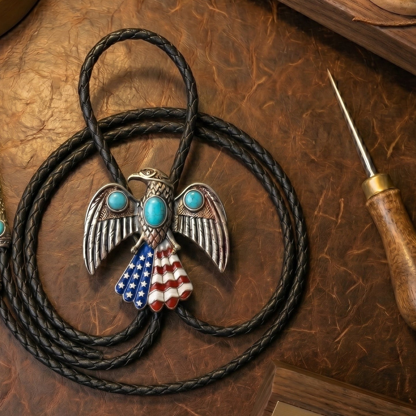 🦅 The Stars & Stripes Eagle Bolo Tie