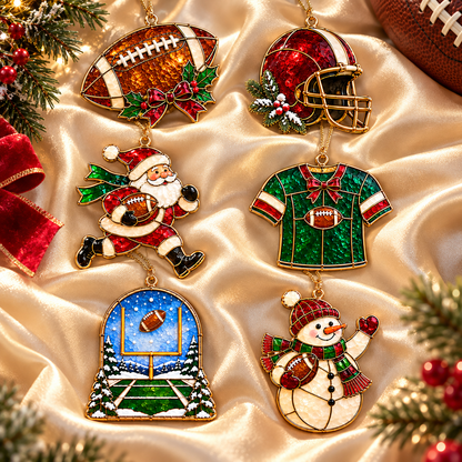🎄 2026 Christmas Football Ornaments – Set of 6 Festive Football Holiday Keepsakes
