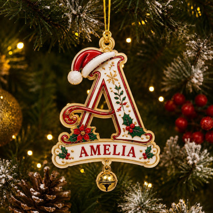 Personalized Christmas Initial Ornament – Custom Name & Family Keepsake