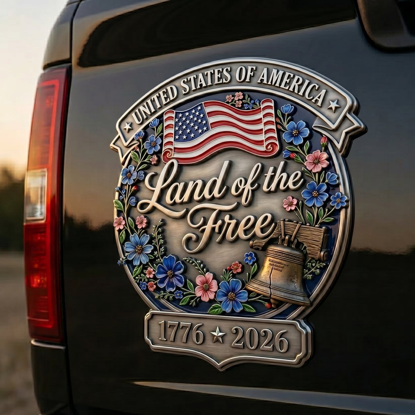 🦅250th Anniversary Metal Flag Emblem – Timeless Patriotism for Your Ride