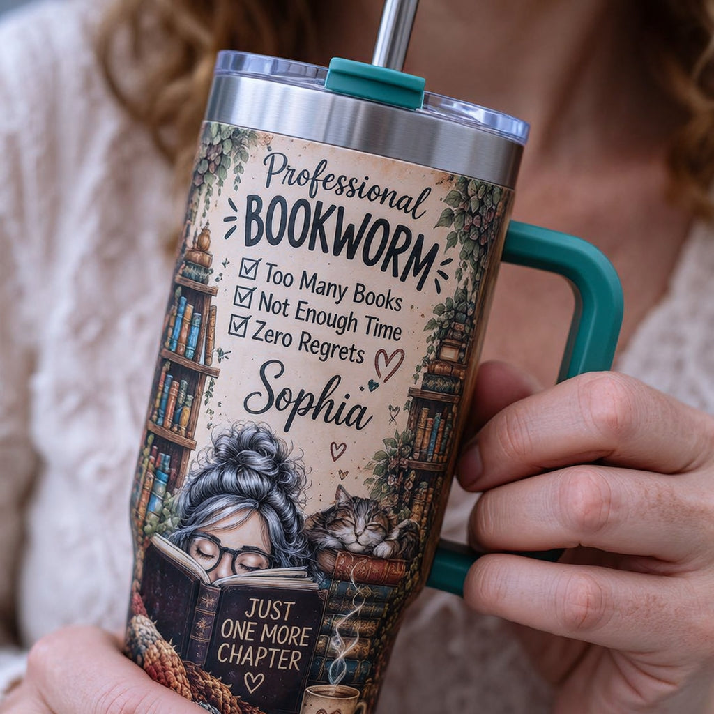 📚☕ Personalized Bookworm Tumbler Gift Set – Made for Every Book Lover