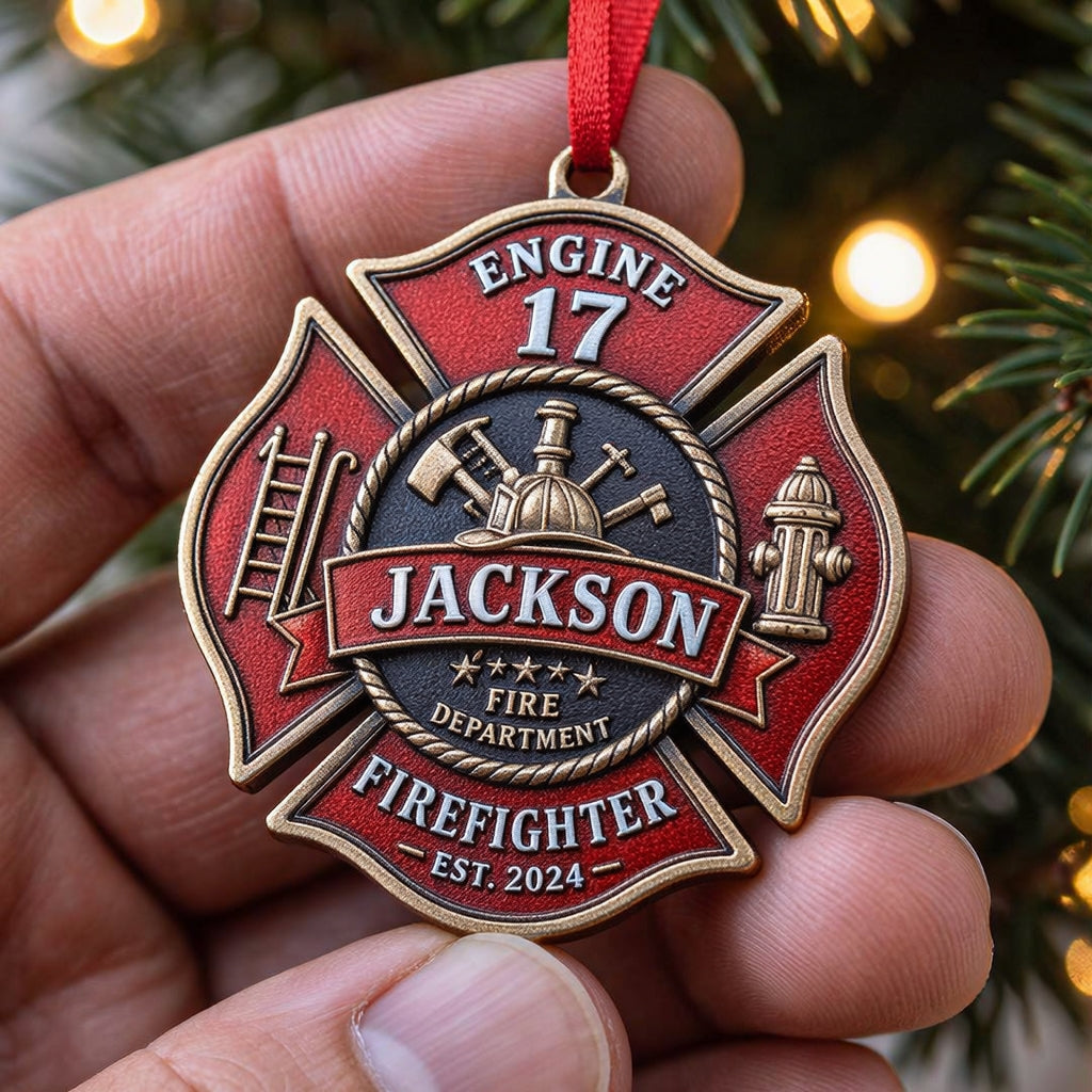 🚒Personalized Firefighter Badge Ornament