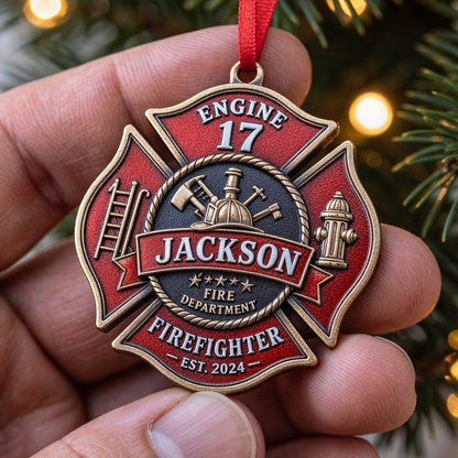 🚒Personalized Firefighter Badge Ornament