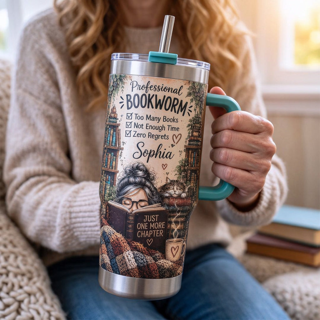 📚☕ Personalized Bookworm Tumbler Gift Set – Made for Every Book Lover