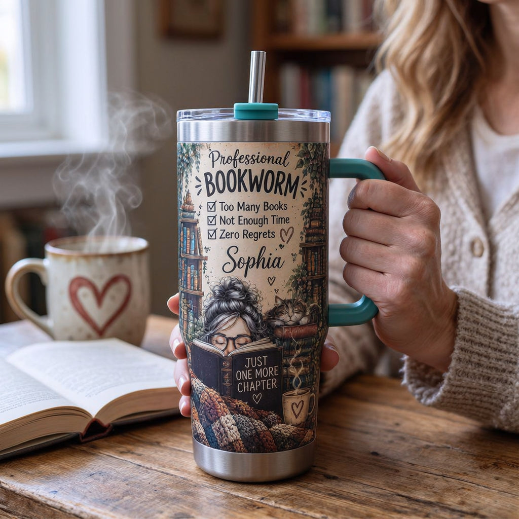 📚☕ Personalized Bookworm Tumbler Gift Set – Made for Every Book Lover