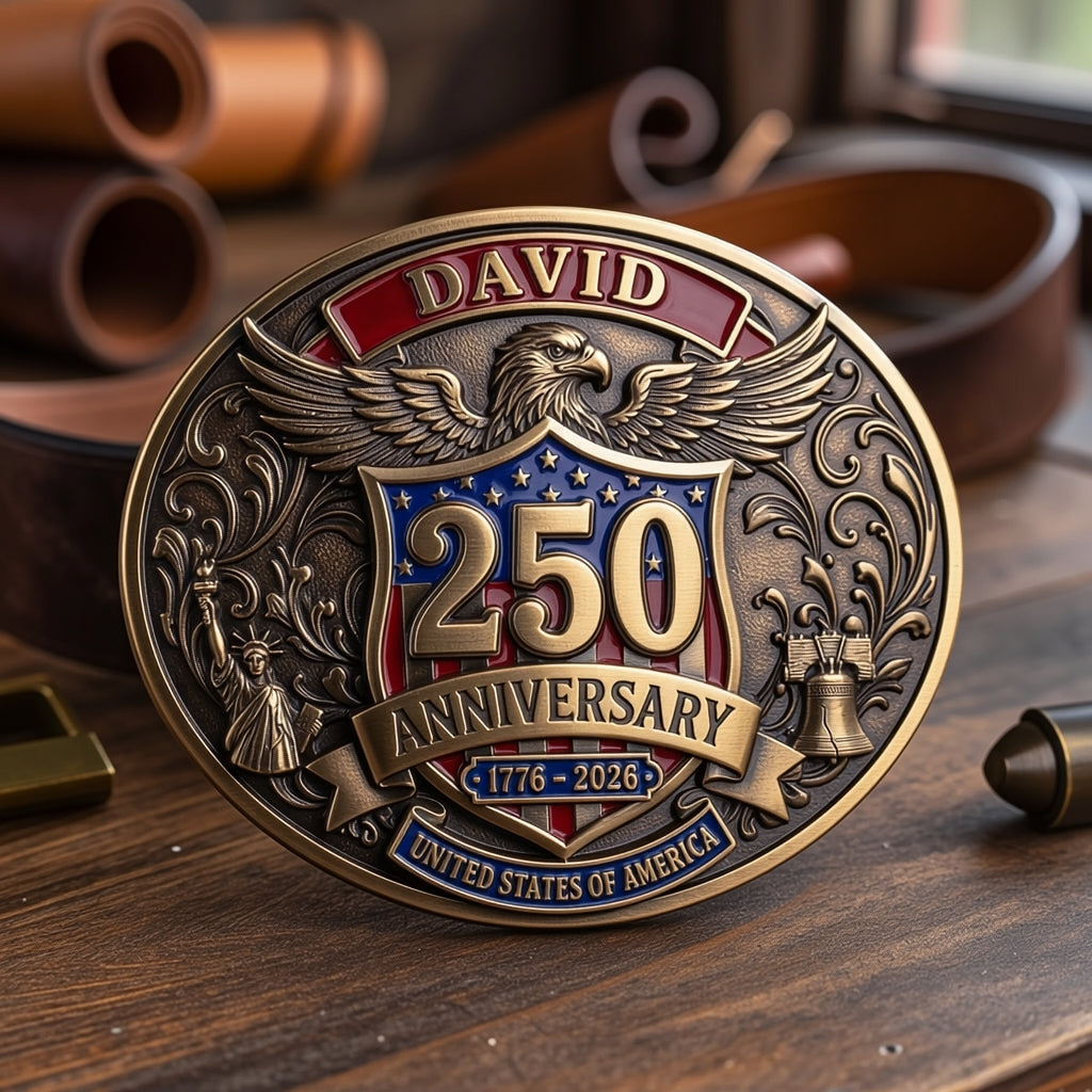 🦅 Personalized 250th USA Anniversary Belt Buckle