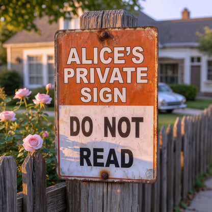 😂Personalized Private Sign – "Do Not Read" Funny Metal Warning Sign