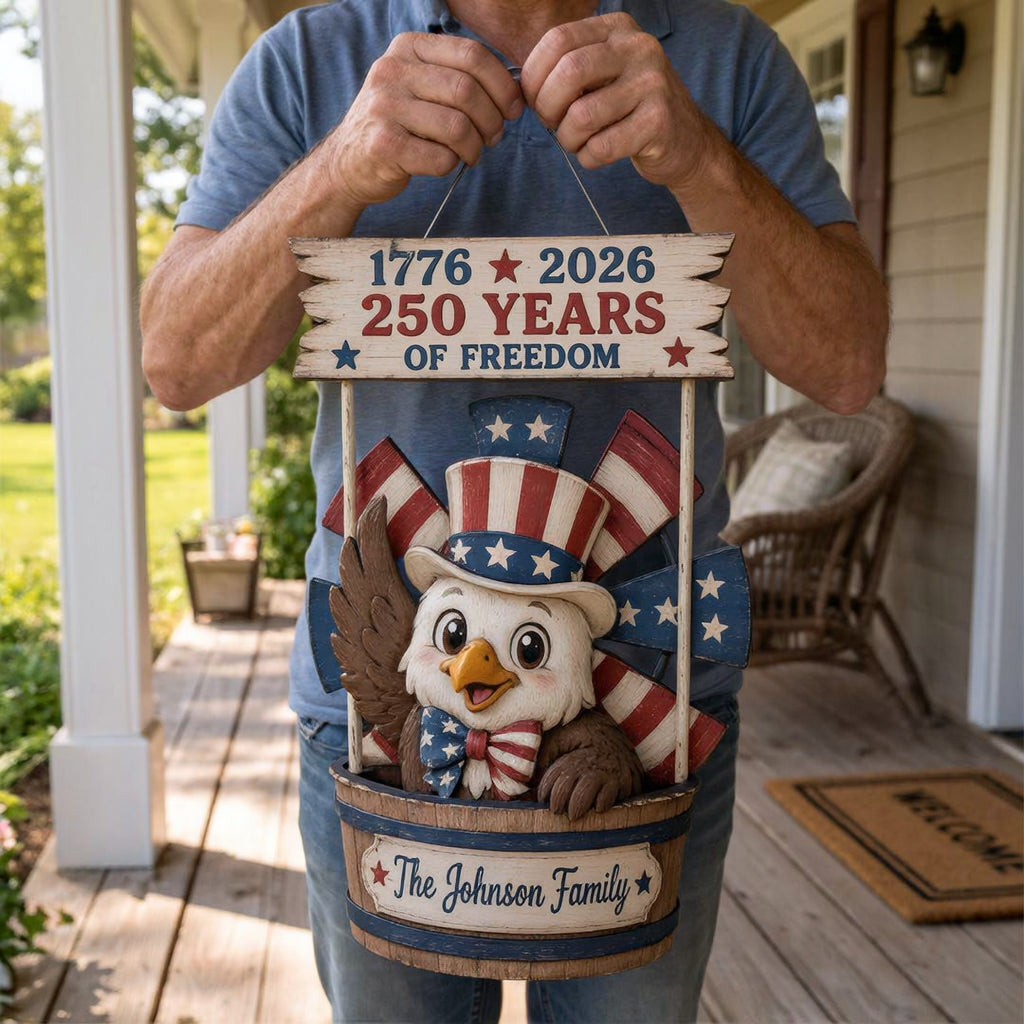 Personalized 250th Anniversary Patriotic Eagle Wind Spinner Yard Decor
