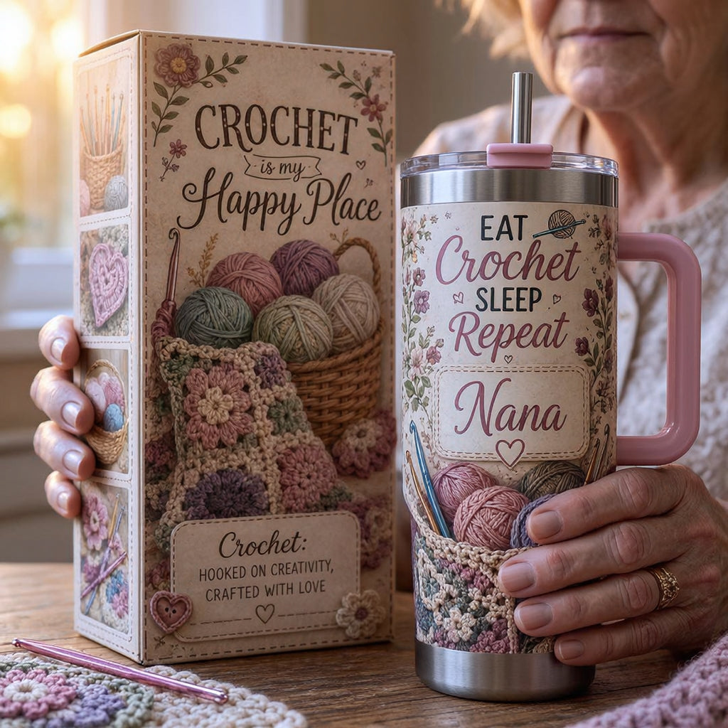 🧶🌸Personalized Crochet Lover Tumbler