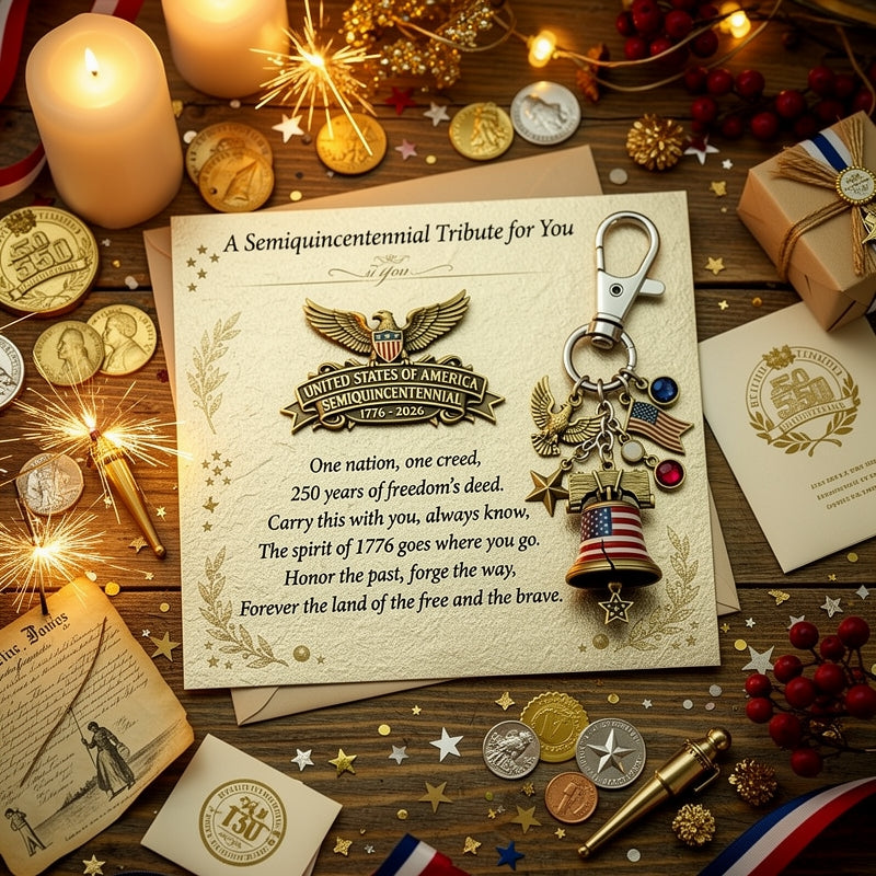 Semiquincentennial Tribute Keychain & Pin Set – 250th Anniversary of American Independence (1776–2026)