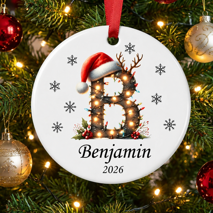 ✨💖 Christmas String Lights Personalized Initial Ornament 2026