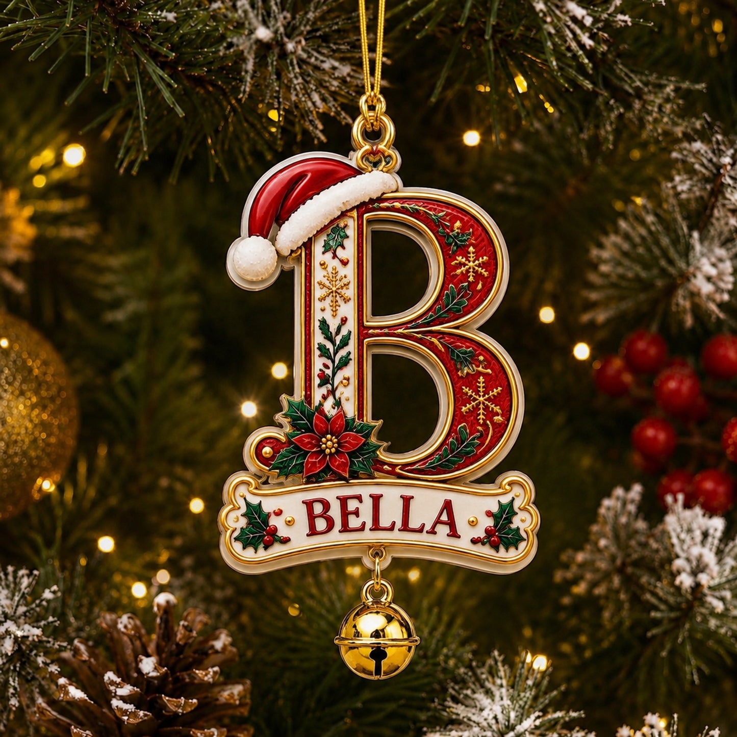 Personalized Christmas Initial Ornament – Custom Name & Family Keepsake