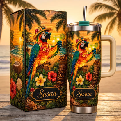 🌴 Personalized Party Parrot Beach Tumbler