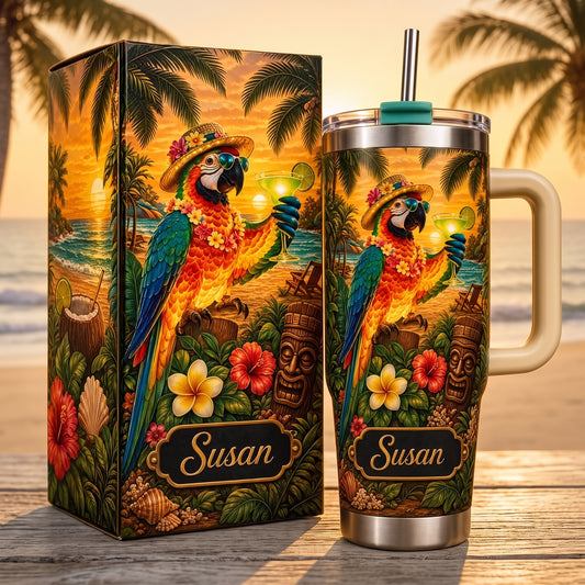 🌴 Personalized Party Parrot Beach Tumbler