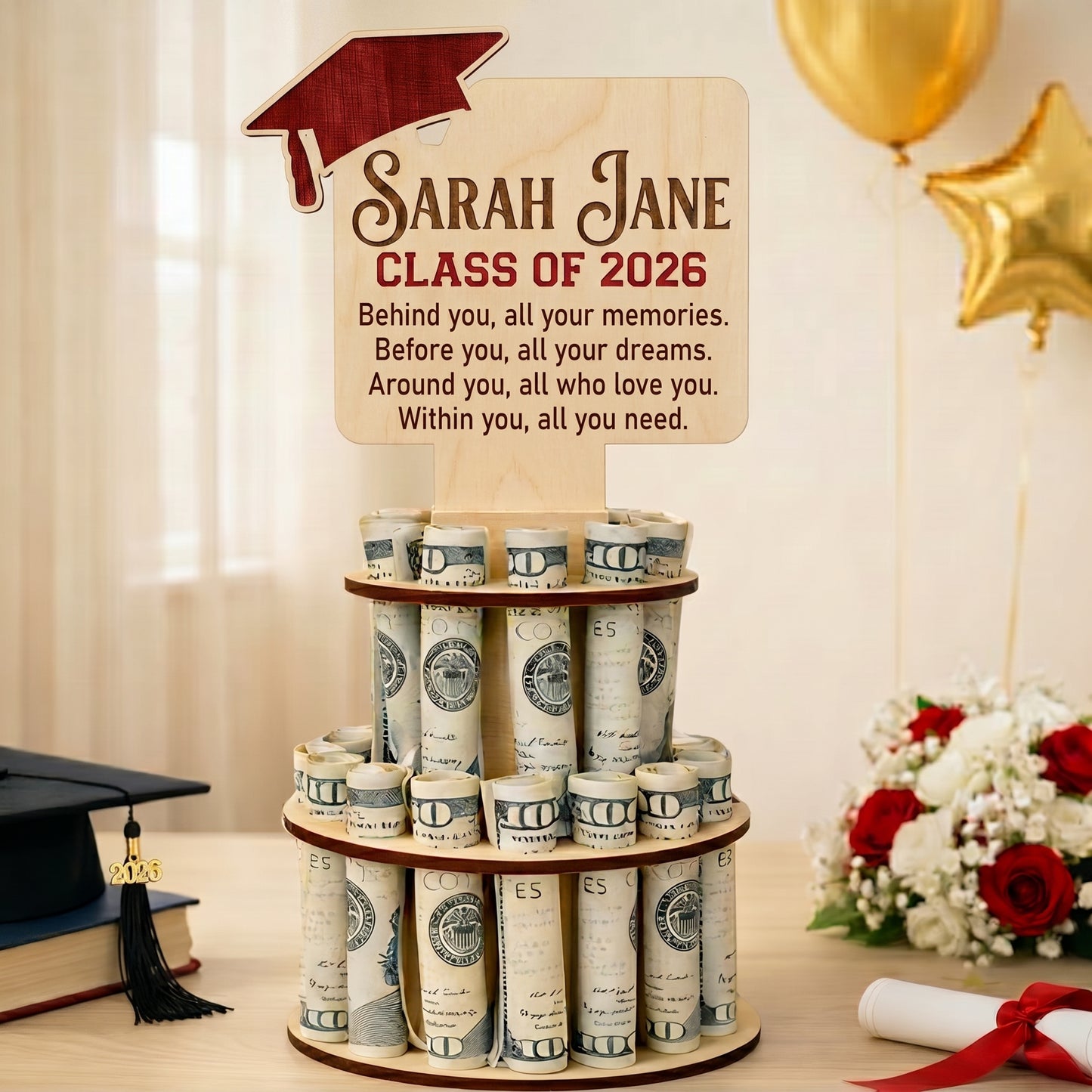 Personalized Graduation Money Cake Holder – Class of 2026