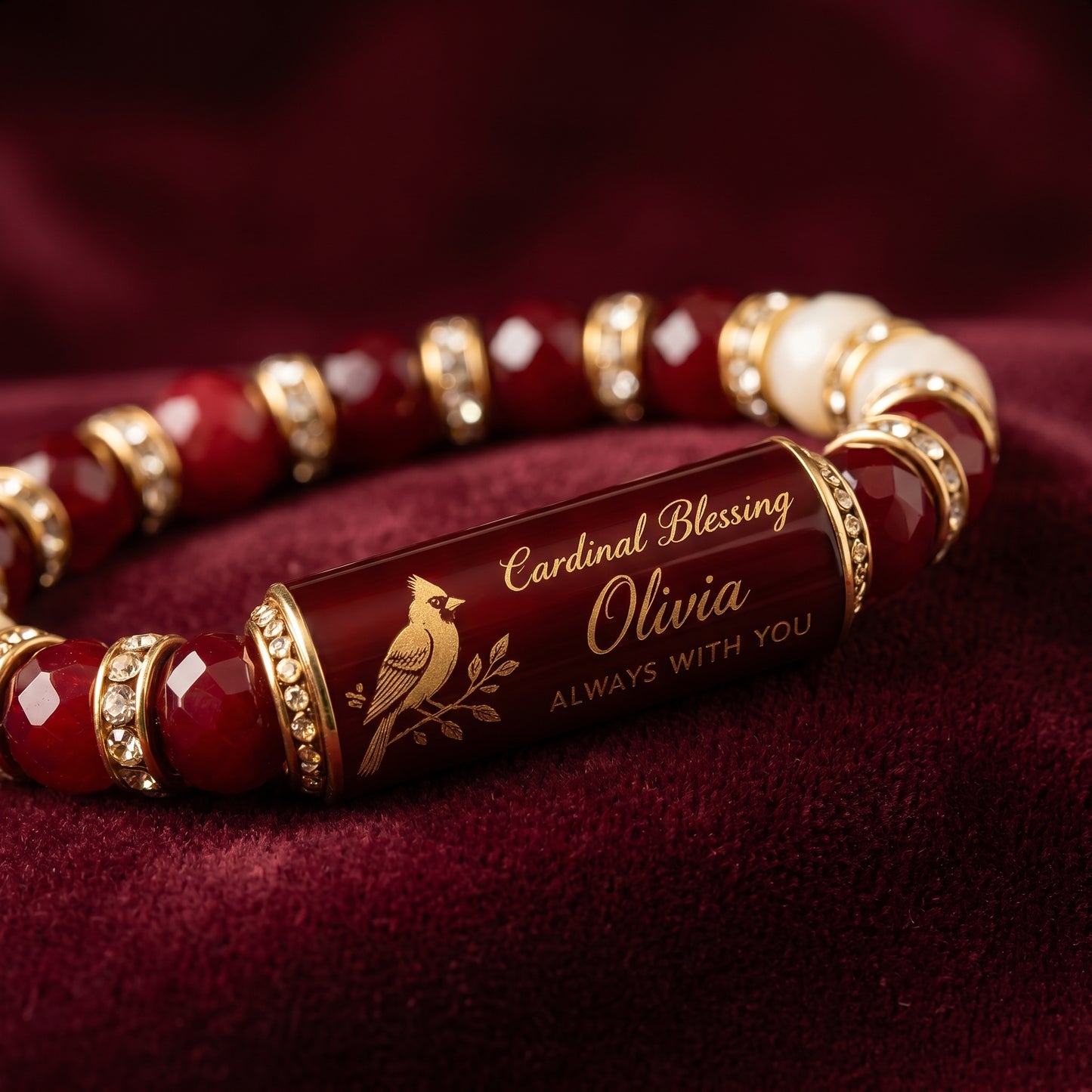 Personalized Cardinal Blessing Keepsake Bracelet with Giftbox
