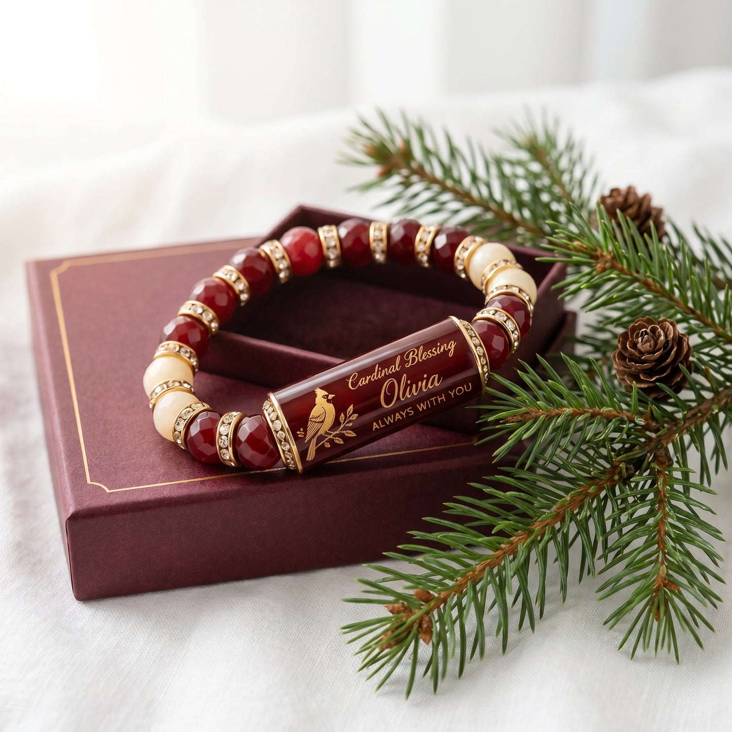 Personalized Cardinal Blessing Keepsake Bracelet with Giftbox