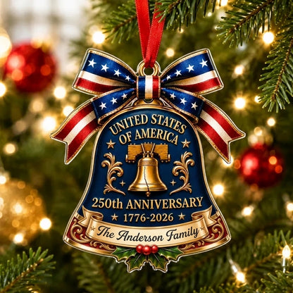 🎄✨ Personalized USA 250th Anniversary Christmas Ornament