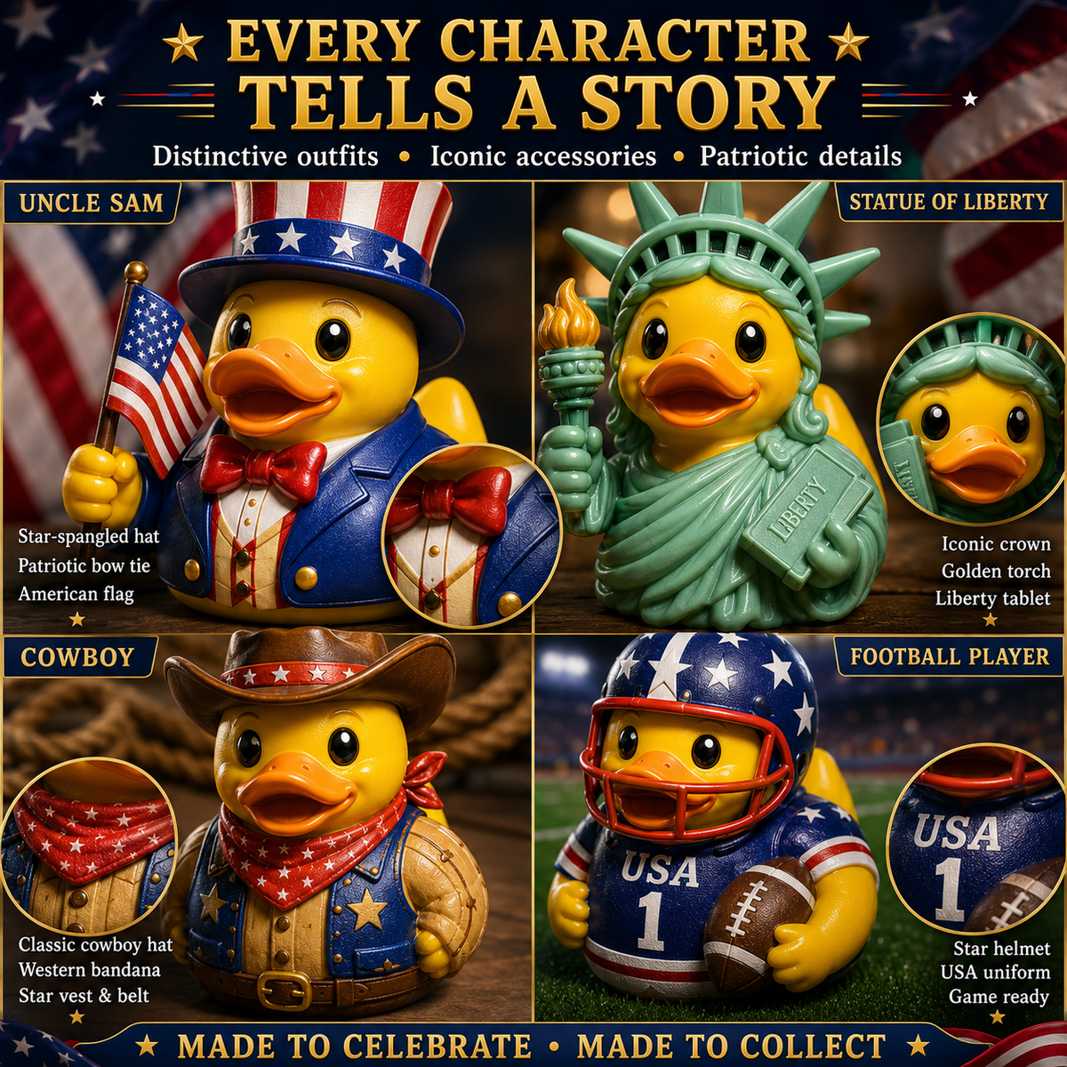 250th American Patriotic Rubber Duck Countdown Calendar 2026 – 24 Characters, 250 Years of Stories 🇺🇸