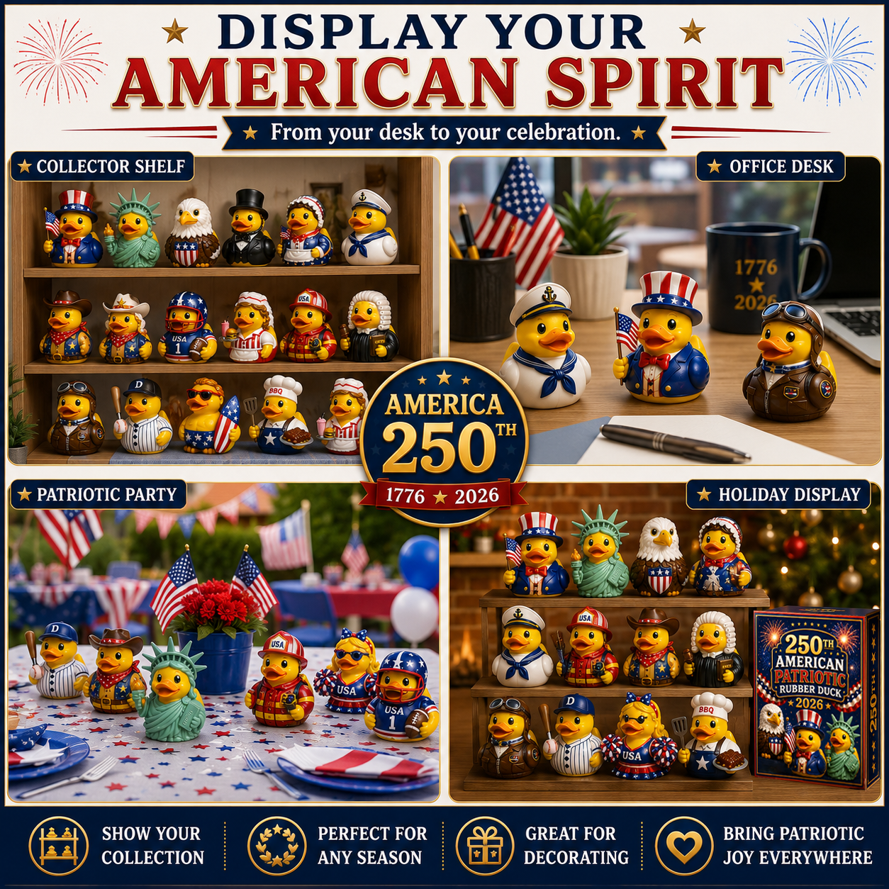 250th American Patriotic Rubber Duck Countdown Calendar 2026 – 24 Characters, 250 Years of Stories 🇺🇸